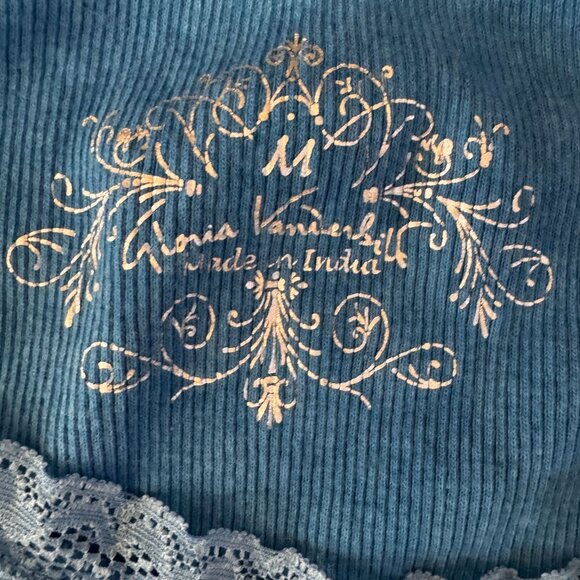 Vintage Y2K Babydoll Lace Trim‎ Cotton Ribbed Tank Top Women M Gloria Vanderbilt - Picture 6 of 7